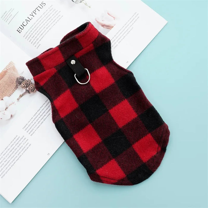 Warm and Cozy Dog Vest for Fall and Winter with Plaid Design