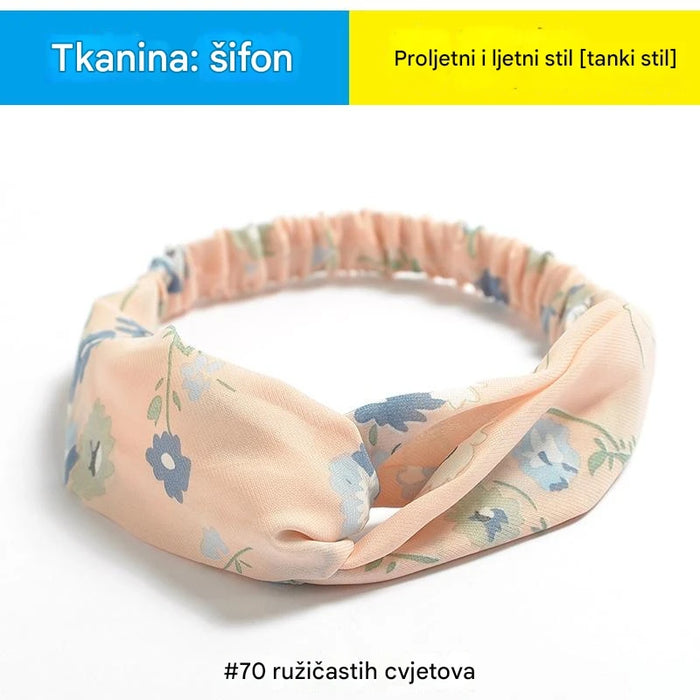 Trendy Cross Elastic Chiffon Headband for Women Hair Accessories