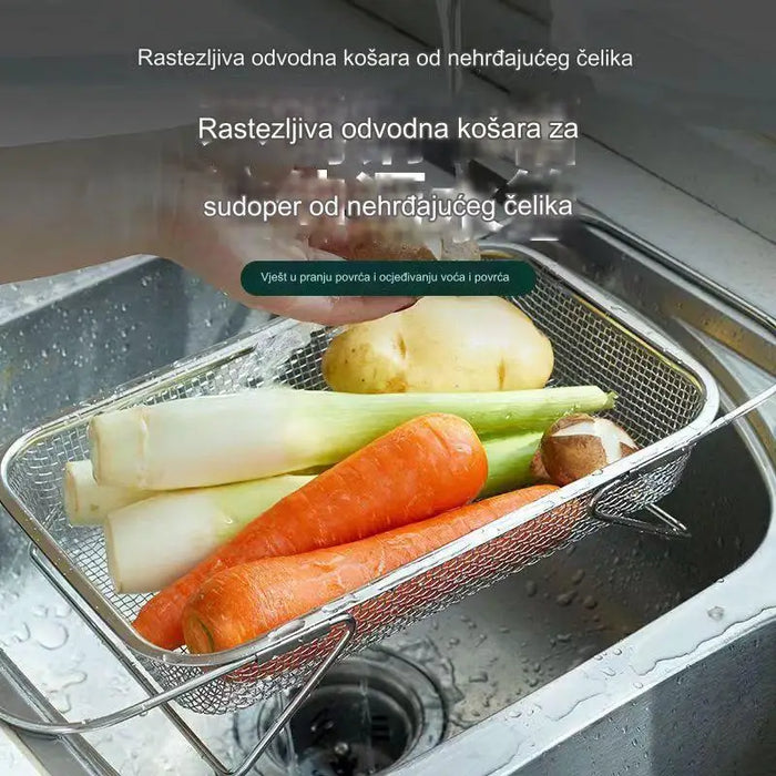 Retractable stainless steel sink drainage basket