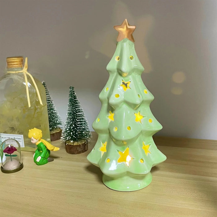 Cute ceramic Christmas tree night lights are used for Christmas decorations and gifts