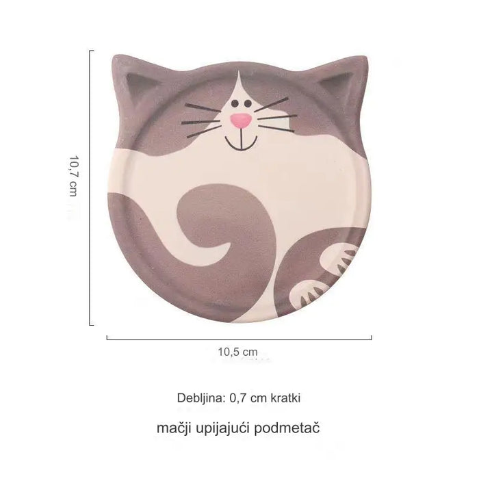 Cute Cat Ceramic Coasters for Drinks, Heat-resistant Mats & Pads for Cups and Bowls