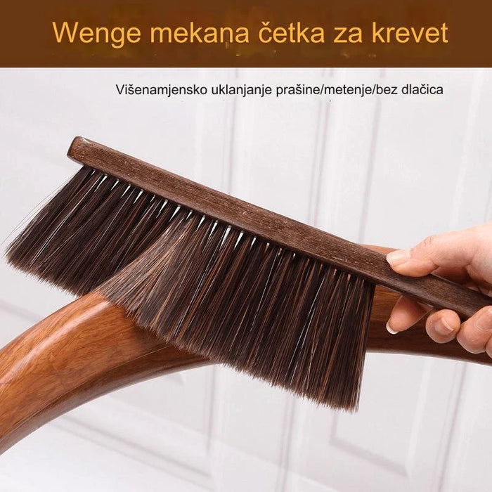 Soft-bristled bed brush with long handle for dust removal, household wooden broom