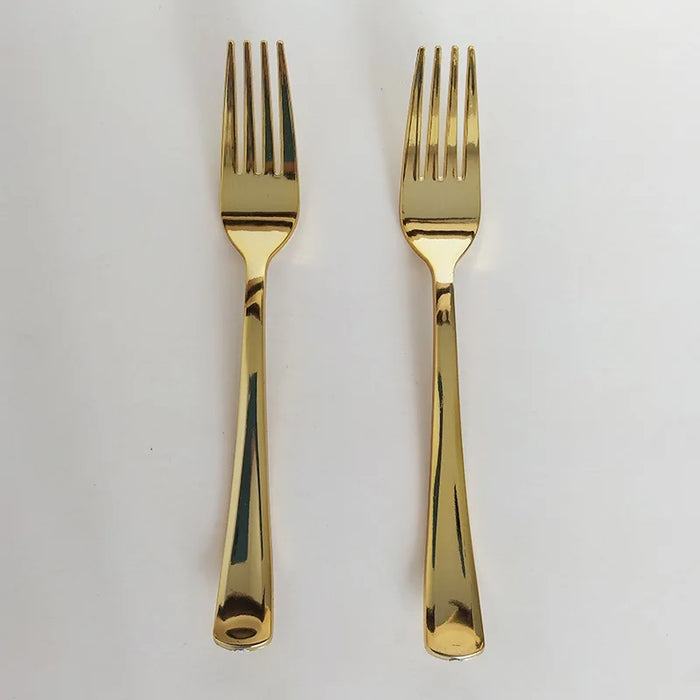 PS plastic UV electroplated gold disposable knife, fork and spoon