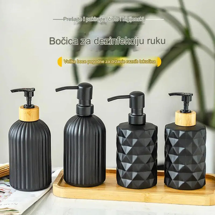 Elegant vertical stripe soap dispenser and lotion bottle