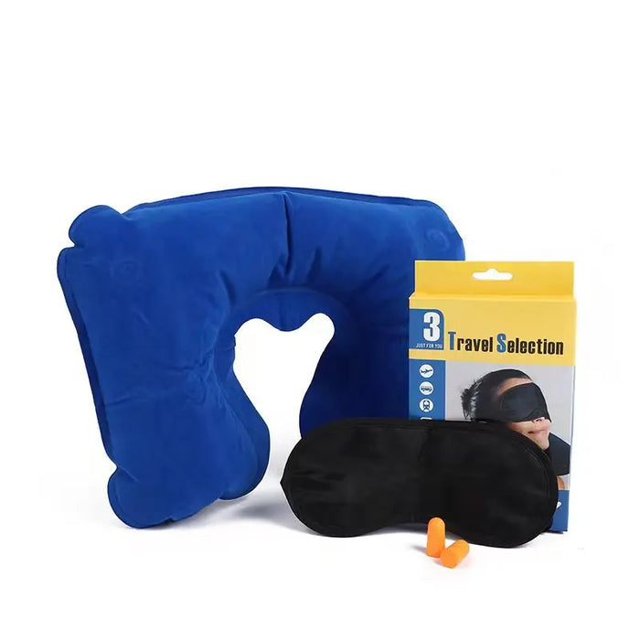 Oversized inflatable plush travel pillow