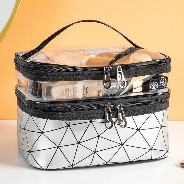 Double Layered Diamond Shaped Portable Makeup Bag