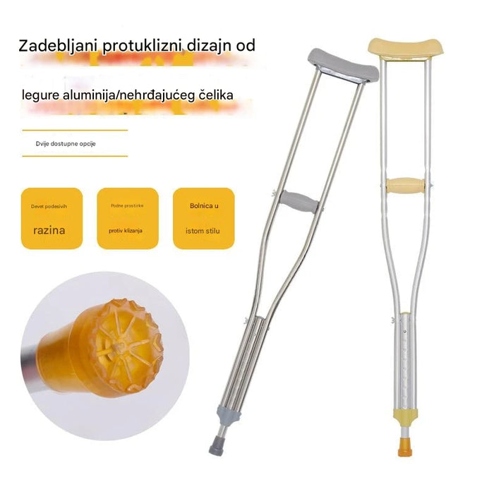 Stainless Steel and Aluminum Alloy Underarm Crutch with Anti Slip Handle