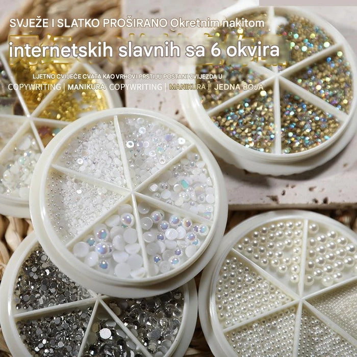 Rhinestones & Decorations for DIY Nail Art with Steel Beads, Pearls, Flatback Crystals and Colorful Gems