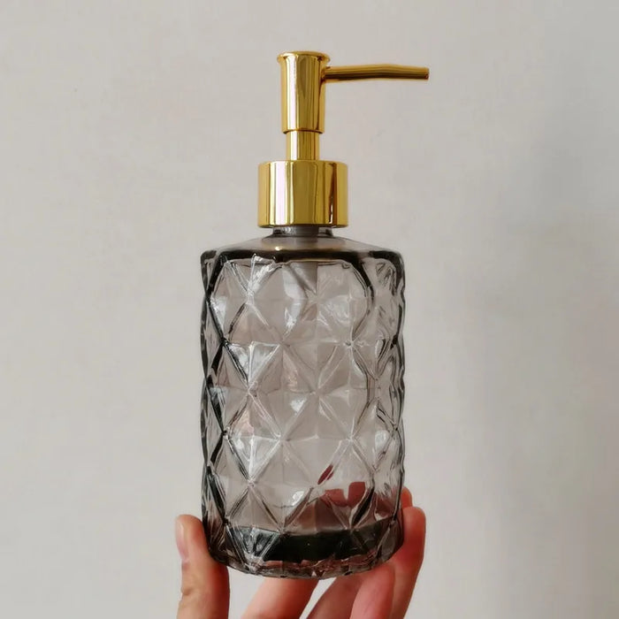 Luxury glass dispenser bottles for shampoo, body wash and hand sanitizer