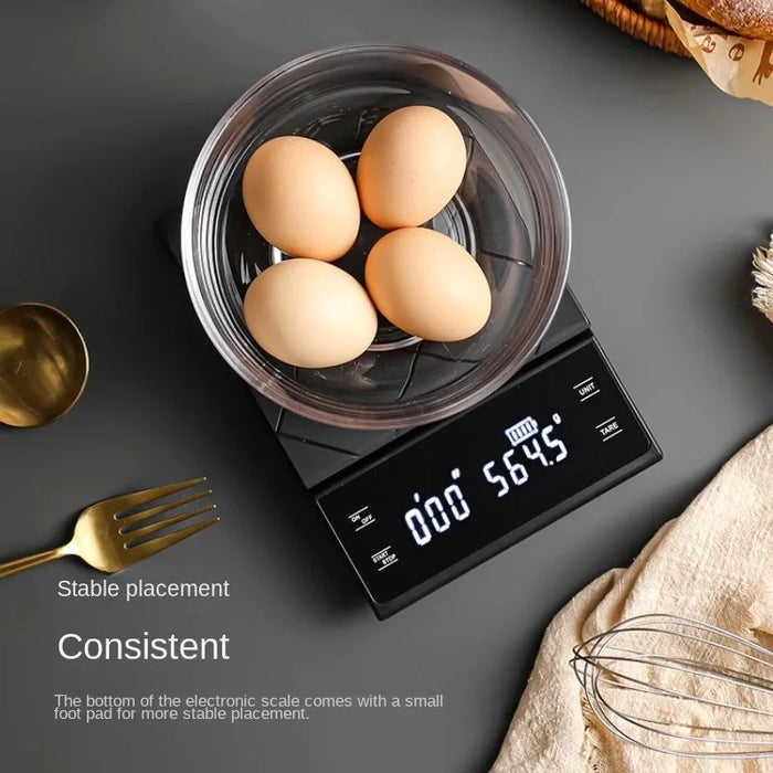 Digital Kitchen Scale with Timer for Brewing Coffee and Cooking, Compact and Convenient