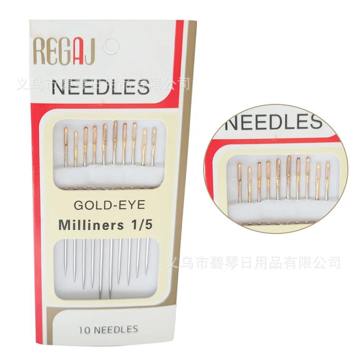 Premium Sewing Needles- Embroidery, Large Eye and Hand Sewing Needles with Gold Tail