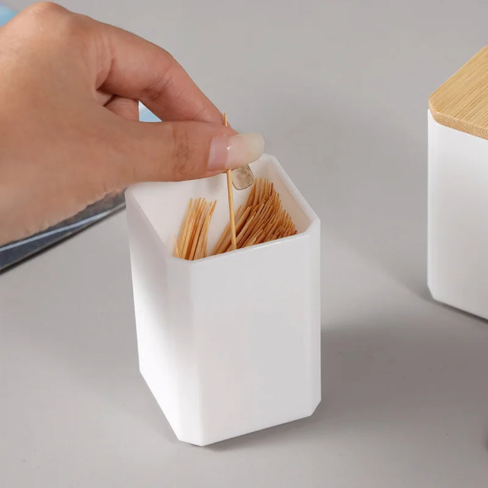 Stylish portable wooden toothpick holder