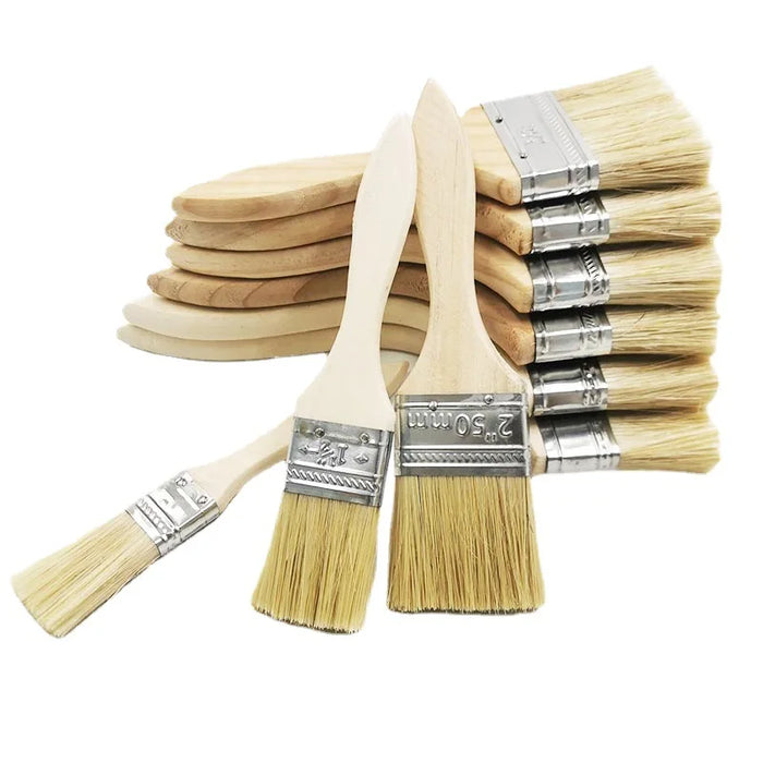 Professional paint brush set with wooden handle and bristles