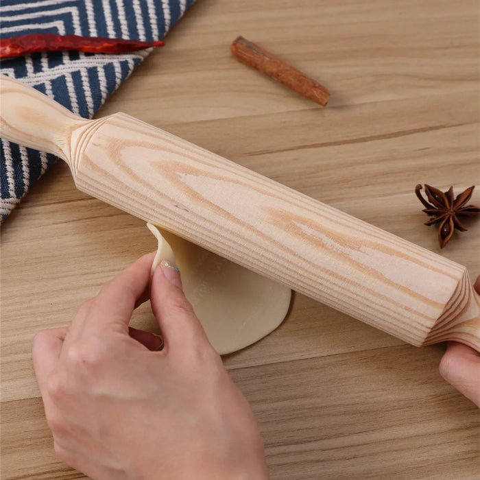 Eco-Friendly and Safe Wooden Rolling Pin for Perfectly Rolled Dough and Baked Goods, Non-Slip Handles