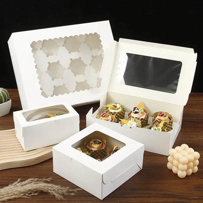 Baking Supplies - Cupcake Packaging Boxes with Transparent Windows