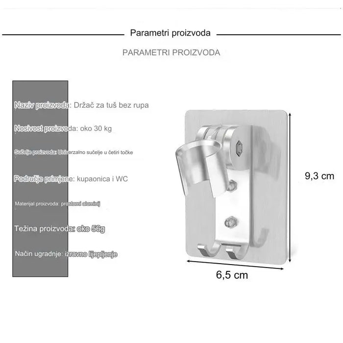 No Perforated Bracket for Bathroom Showerhead Holder