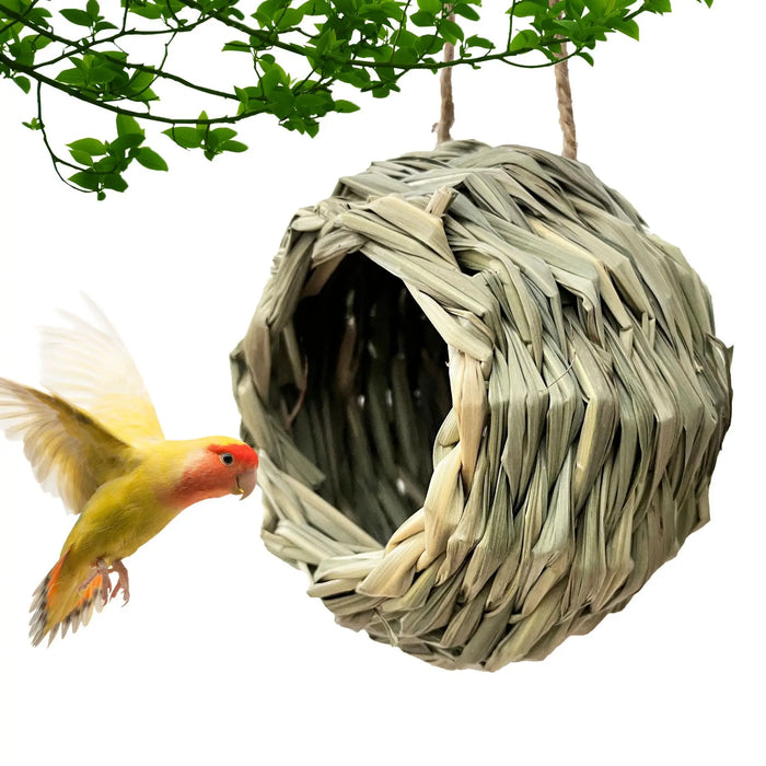 Parrot hand-woven round nest, grass-woven garden decoration warm aviary