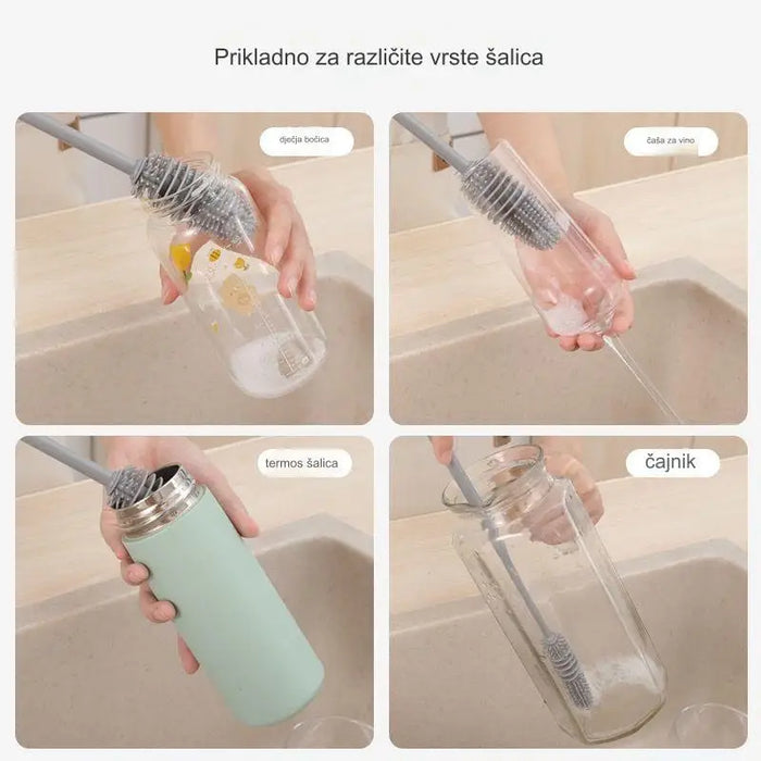 Silicone long handle cup brush