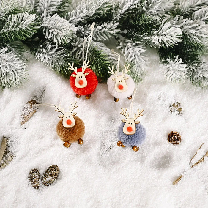 Christmas Tree Ornaments - Cute Reindeer Wool Felt Hanging Ornaments