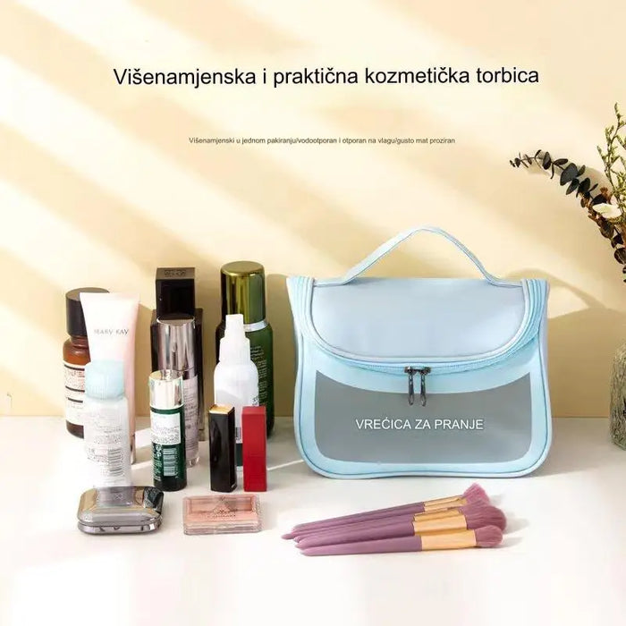 Pu transparent makeup toilet bag