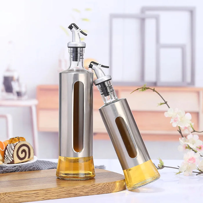 Kitchen glass oil and vinegar dispenser