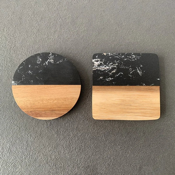 Marble and wooden coasters for beverages