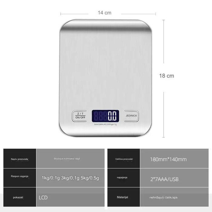 Stainless Steel Electronic Kitchen Scale Charging Food Baking Scale