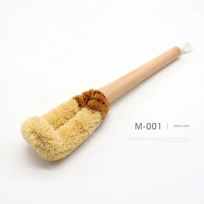 L-shaped natural coconut palm cleaning brush