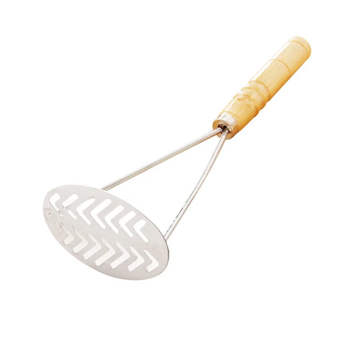 Potato masher and juicer, stainless steel fruit and vegetable press