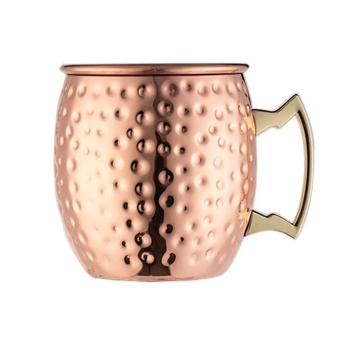 Moscow Mule Copper Mug - Stainless Steel Cocktail Glass with Hammered Texture, Ideal for Cold Drinks