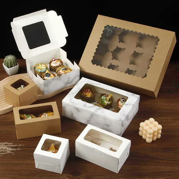 Baking Supplies - Cupcake Packaging Boxes with Transparent Windows