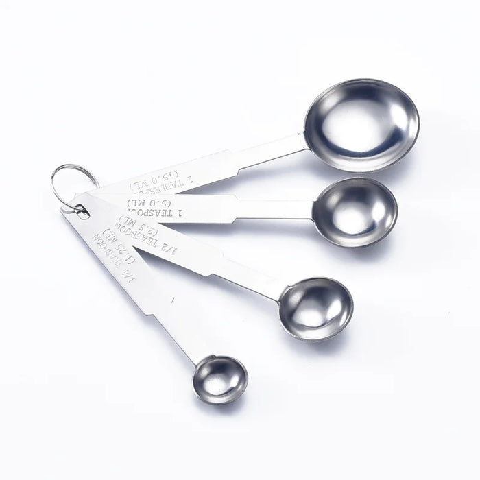 Scaled stainless steel measuring spoon set for DIY baking