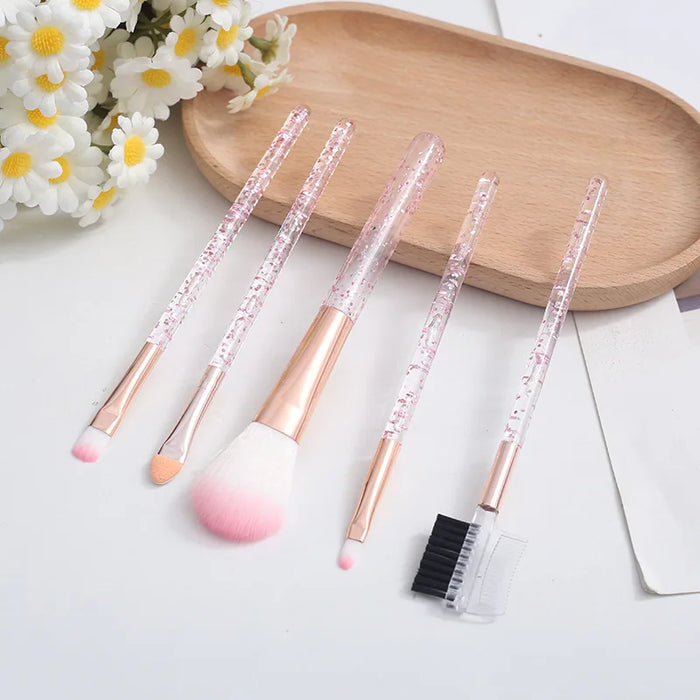 Luxury Makeup Brush Set with Soft Synthetic Fiber Bristles and Plastic Handle