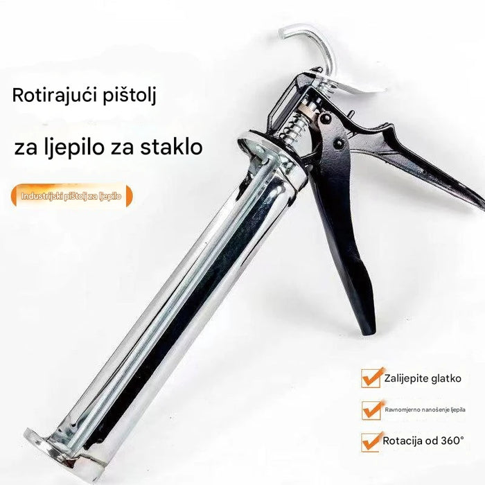 Glass glue gun with rotating nozzle and powerful aluminum alloy tube