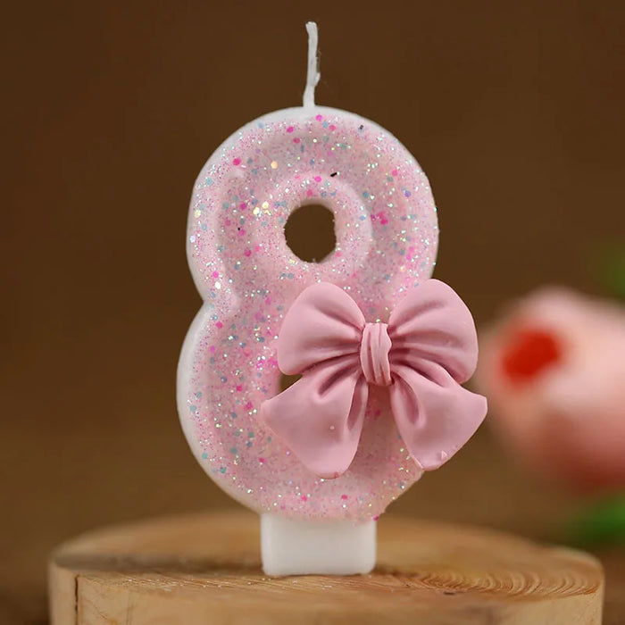 Digital candle pink bow girl birthday