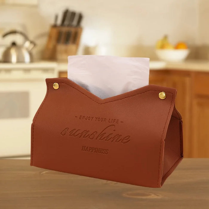 Leather Tissue Box Holder for Car, Hotel, Bedroom - Simple and Fashionable Storage Box