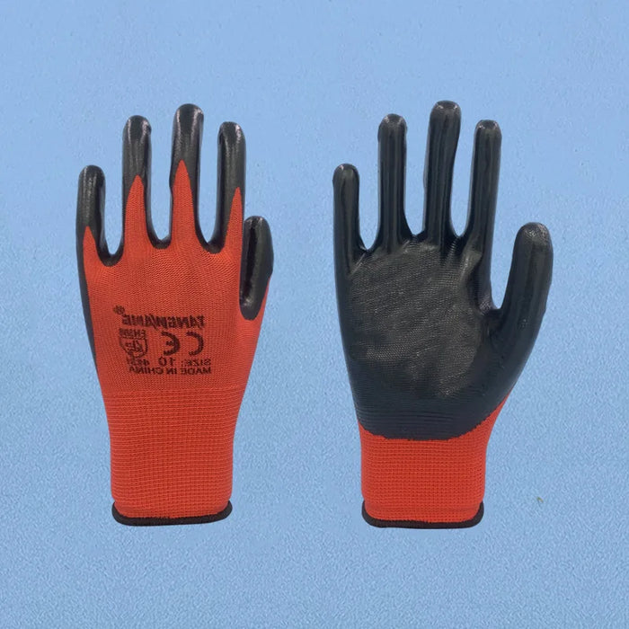 Nitrile-coated heavy-duty rubber garden gloves for construction and DIY projects