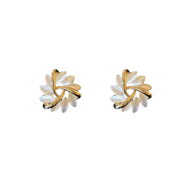 Exquisite and Trendy Geometric Cat Eye Stone Flower Earrings for Women