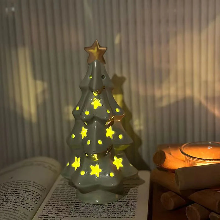 Cute ceramic Christmas tree night lights are used for Christmas decorations and gifts