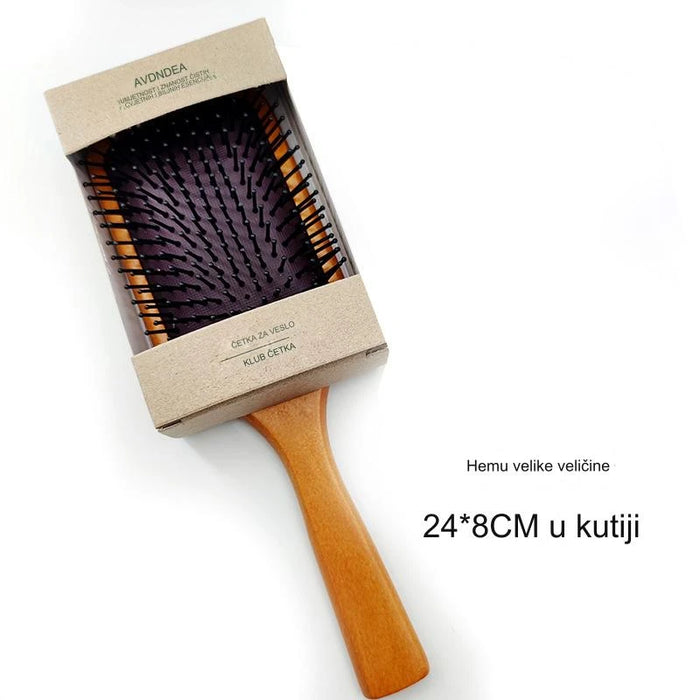 Wooden Cushion Comb - Massage Scalp Detangling Hair with Airbag, Anti-static for Home, Long, Curly or Straight Hair