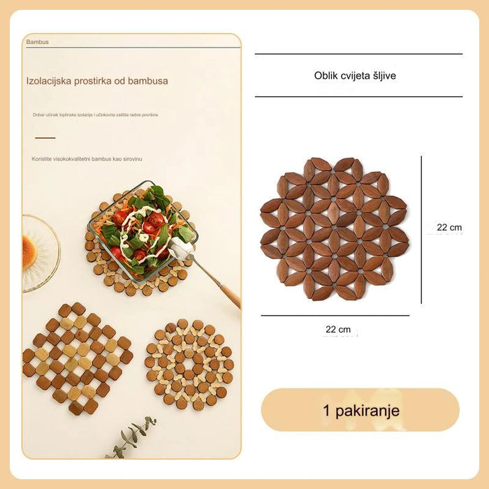 Eco-friendly Bamboo Mats & Pads for Kitchen, Non-slip Hot Pot Mat Set of Round and Square Shapes