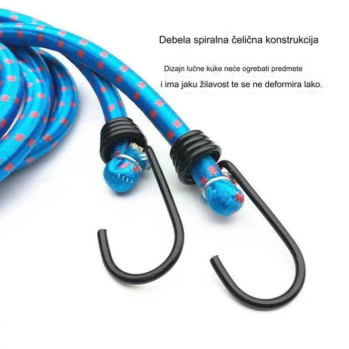 Stretchable rubber bungee cord for baggage and cargo transportation of electric bicycles