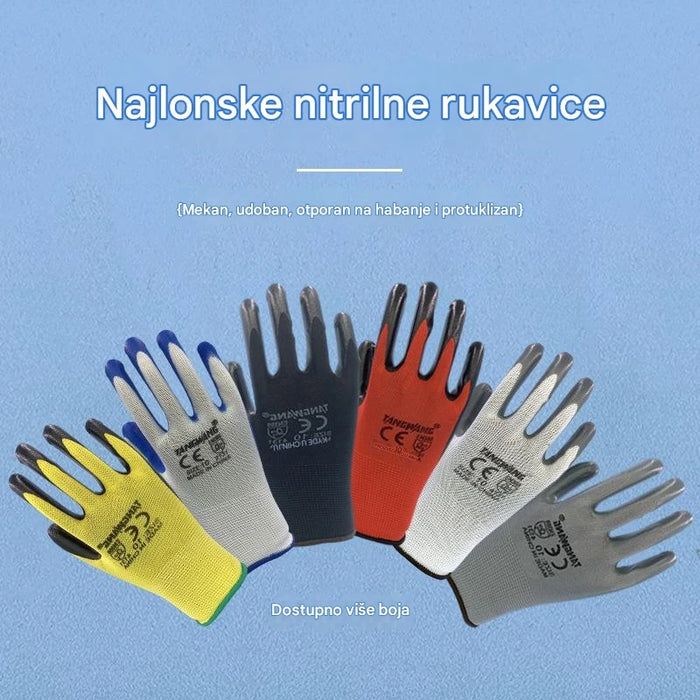 Nitrile-coated heavy-duty rubber garden gloves for construction and DIY projects