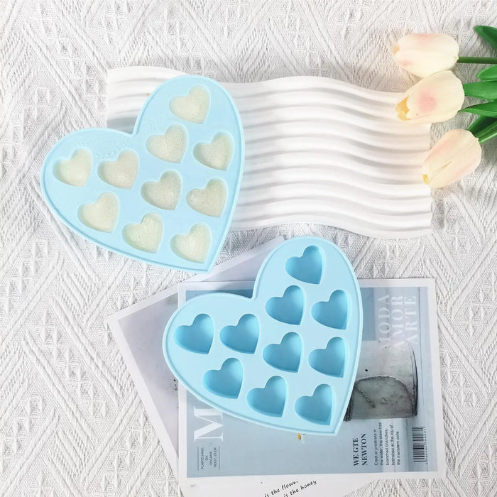 Food-Grade Silicone Heart-Shaped Ice Cube Tray for Homemade Ice Cream, Popsicles, and Ice Balls