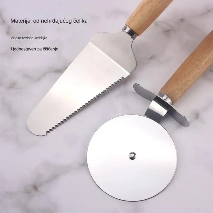 Stainless Steel Pizza Knife with Wooden Handle