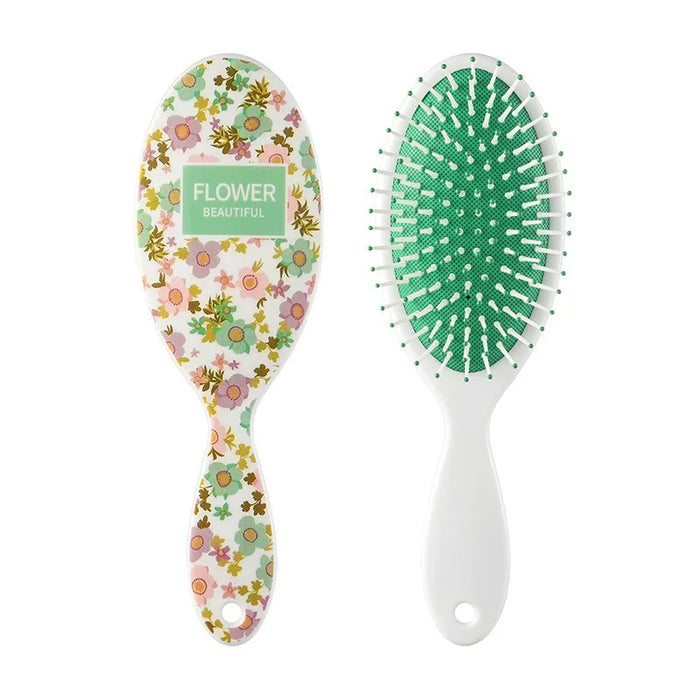 Girls' Portable Floral Print Air Cushion Comb for Voluminous Roots and Smooth Hair