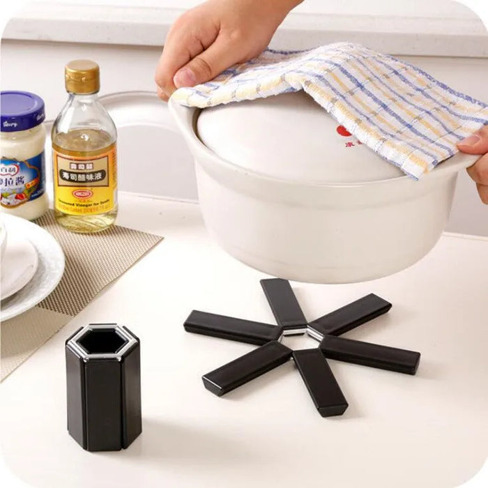 Foldable Kitchen Pad Set: Creative Heat Insulation Mat, Plastic Pot Holder, Bowl and Plate Pad for Table