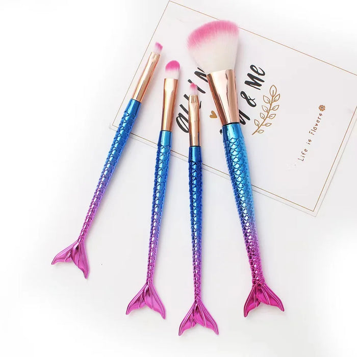 Mermaid Gradient Electroplated Makeup Brushes Set