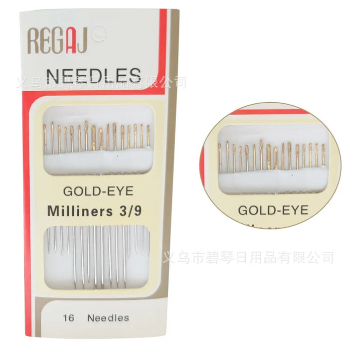 Premium Sewing Needles- Embroidery, Large Eye and Hand Sewing Needles with Gold Tail