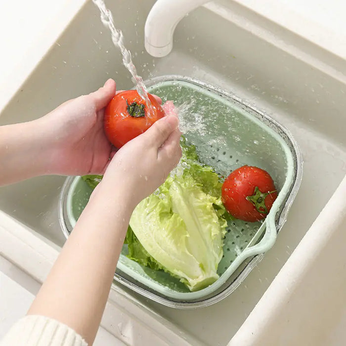 Double Transparent Vegetable and Fruit Drainage Basket